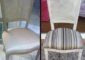 Sillas y puff retapizadas